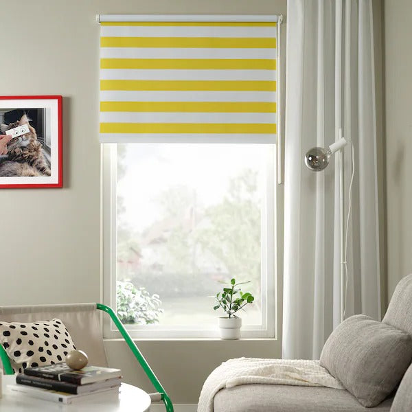 IKEA Fridans block out roller blind white yellow striped