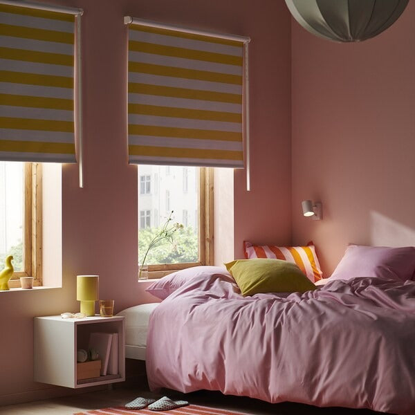 IKEA Fridans block out roller blind white yellow striped