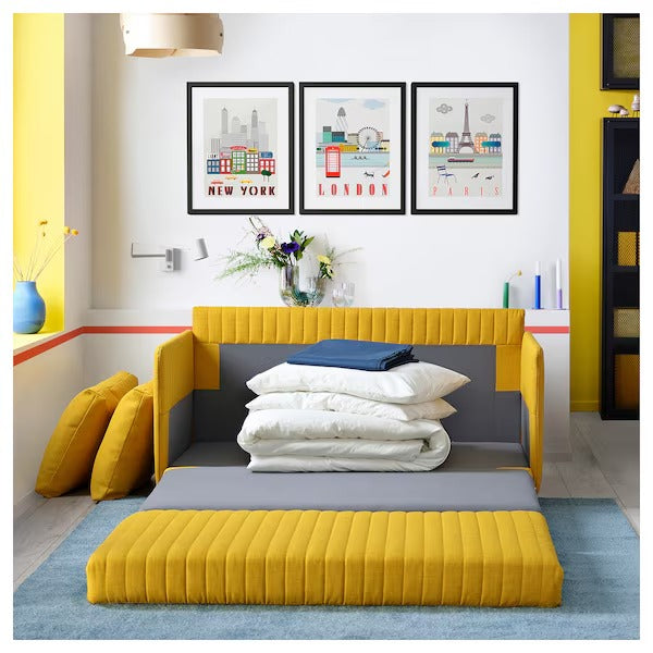 IKEA Fridhult sofa bed skiftebo yellow