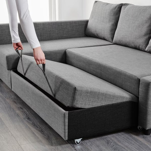 IKEA Friheten corner sofa bed with storage skiftebo dark grey