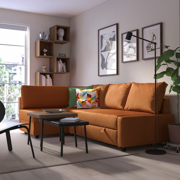IKEA Friheten klagshamn corner sofa bed faringe brown orange