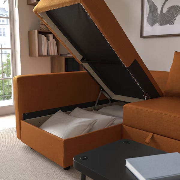 IKEA Friheten klagshamn corner sofa bed faringe brown orange
