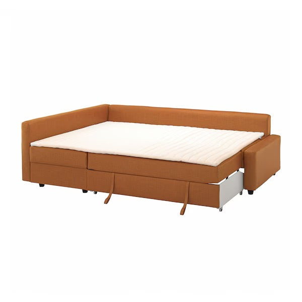IKEA Friheten klagshamn corner sofa bed faringe brown orange