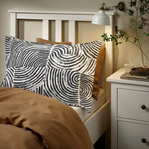 IKEA FRODD Pillowcase, black/stripe, 50x80 cm (20x31 ") | IKEA Bed linen | Eachdaykart