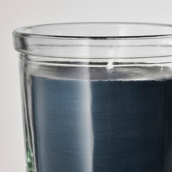IKEA Fruktskog scented candle in glass vetiver and geranium black turquoise