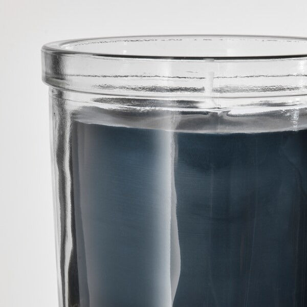 IKEA Fruktskog scented candle in glass vetiver geranium black turquoise