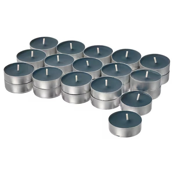 IKEA Fruktskog scented tealight vetiver and geranium black turquoise
