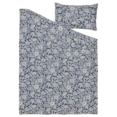 IKEA GLESSTARR Bettbezug und Kissenbezug, dunkelblau/weiß, 150x200/50x80 cm (59x79/20x31 ") | IKEA Bettwäsche | Eachdaykart