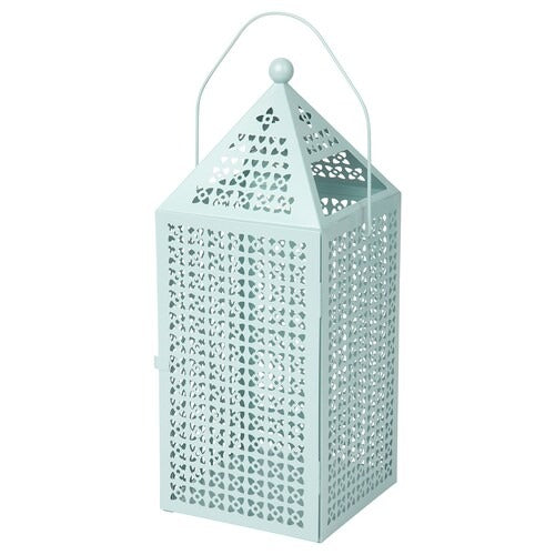 IKEA GOKVALLA Lantern for block candle, blue | IKEA Indoor lanterns | Eachdaykart