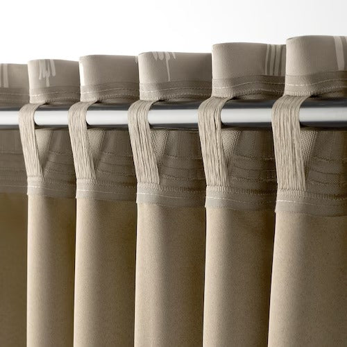 IKEA HACKBERBERIS Room darkening curtains, 1 pair, beige, 145x250 cm (57x98 ") | IKEA Curtains | Eachdaykart