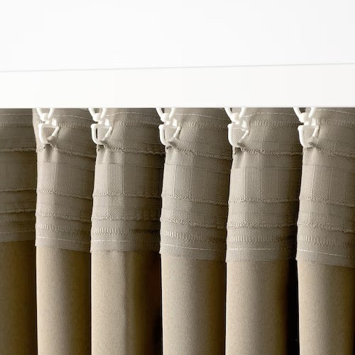 IKEA HACKBERBERIS Room darkening curtains, 1 pair, beige, 145x250 cm (57x98 ") | IKEA Curtains | Eachdaykart