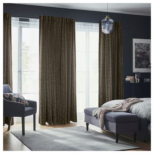 IKEA HACKBERBERIS Room darkening curtains, 1 pair, beige, 145x250 cm (57x98 ") | IKEA Curtains | Eachdaykart