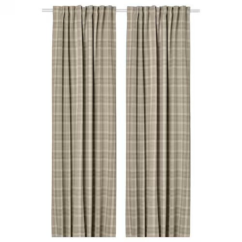 IKEA HAGGVECKMAL Room darkening curtains, 1 pair, beige, 145x250 cm (57x98 ")) | IKEA Curtains | Eachdaykart