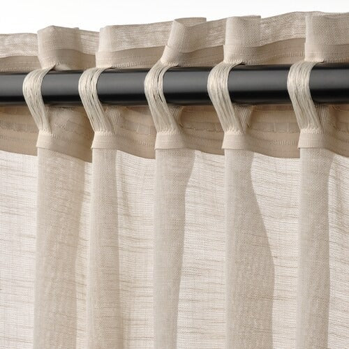 IKEA HALLEBRACKA Sheer curtains, 1 pair, light beige, 145x250 cm (57x98 ") | IKEA Curtains | Eachdaykart