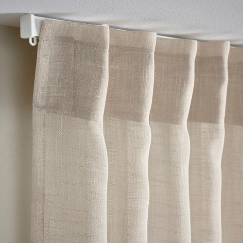 IKEA HALLEBRACKA Sheer curtains, 1 pair, light beige, 145x250 cm (57x98 ") | IKEA Curtains | Eachdaykart