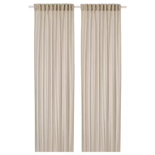IKEA HALLEBRACKA Sheer curtains, 1 pair, light beige, 145x250 cm (57x98 ") | IKEA Curtains | Eachdaykart