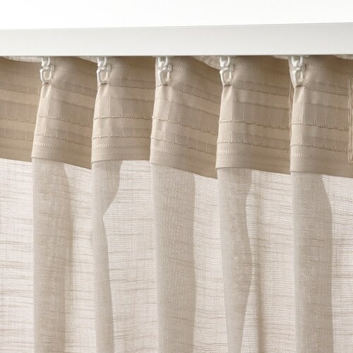 IKEA HALLEBRACKA Sheer curtains, 1 pair, light beige, 145x250 cm (57x98 ") | IKEA Curtains | Eachdaykart