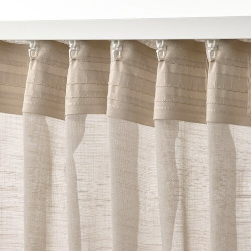 IKEA HALLEBRACKA Sheer curtains, 1 pair, light beige, 145x250 cm (57x98 ") | IKEA Curtains | Eachdaykart