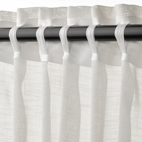 IKEA HALLEBRACKA Sheer curtains, 1 pair, white, 145x250 cm (57x98 ") | IKEA Curtains | Eachdaykart