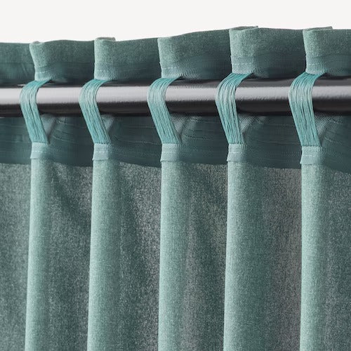 IKEA HANNALENA Room darkening curtains, 1 pair, green-blue, 145x250 cm (57x98 ") | IKEA Curtains | Eachdaykart