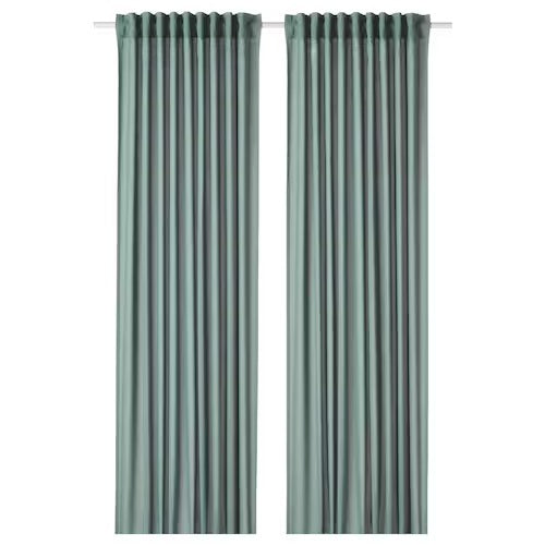 IKEA HANNALENA Room darkening curtains, 1 pair, green-blue, 145x250 cm (57x98 ") | IKEA Curtains | Eachdaykart