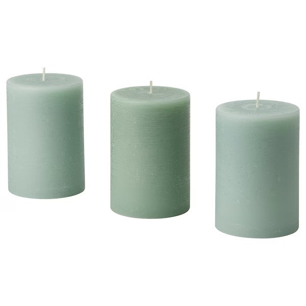 IKEA Hedersam scented pillar candle fresh grass light green