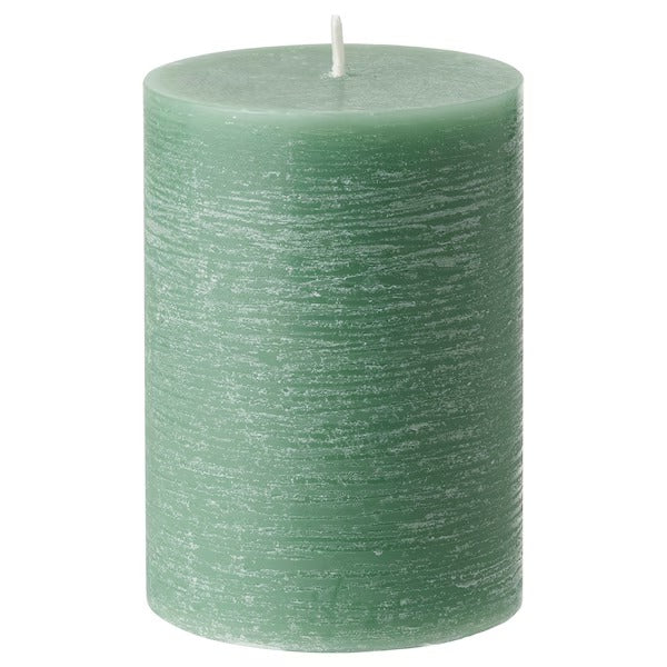 IKEA Hedersam scented pillar candle fresh grass light green