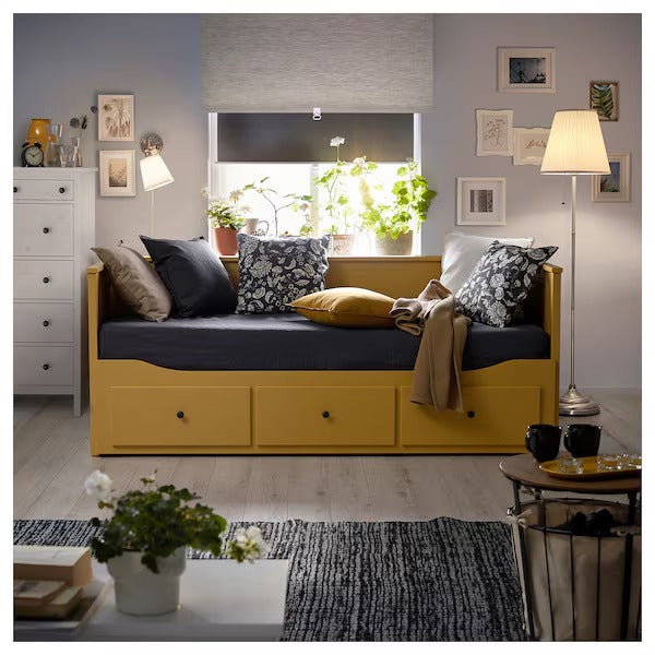 IKEA Hemnes day bed frame with 3 drawers yellow