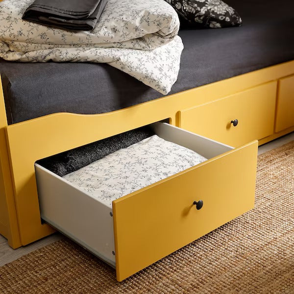 IKEA Hemnes day bed frame with 3 drawers yellow