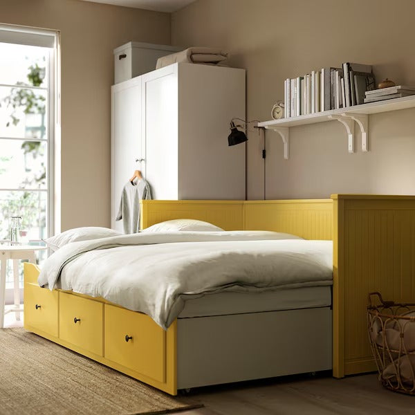 IKEA Hemnes day bed frame with 3 drawers yellow