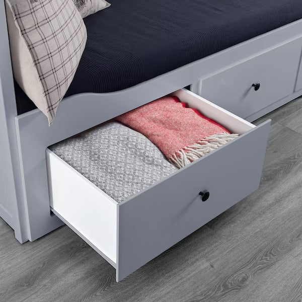 IKEA Hemnes day bed with 3 drawers 2 mattresses grey agotnes firm