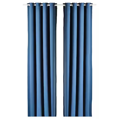 IKEA HILLEBORG Room darkening curtains, 1 pair, blue, 145x250 cm (57x98 ") | IKEA Curtains | Eachdaykart