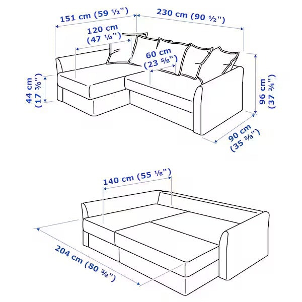 IKEA Holmsund corner sofa bed kilanda grey brown