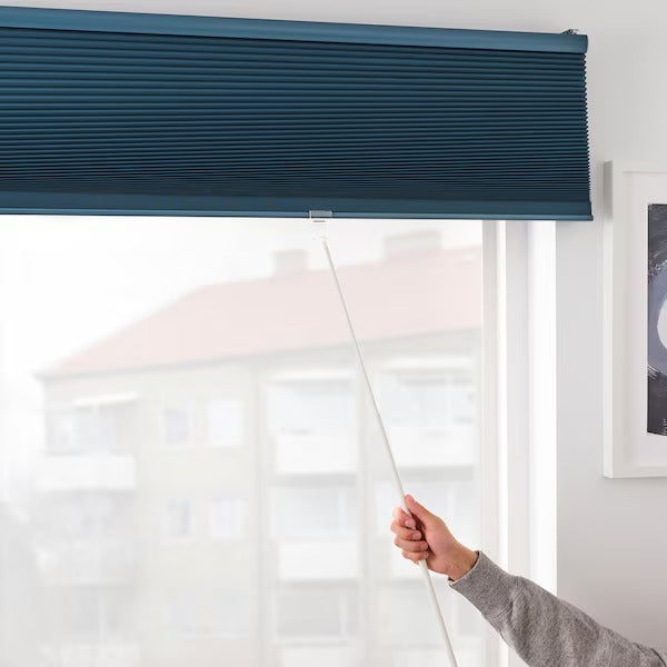 IKEA Hoppvals room darkening cellular blind blue