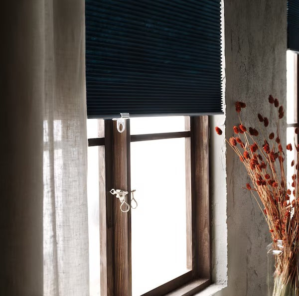 IKEA Hoppvals room darkening cellular blind blue