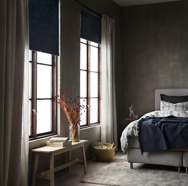 IKEA Hoppvals room darkening cellular blind blue