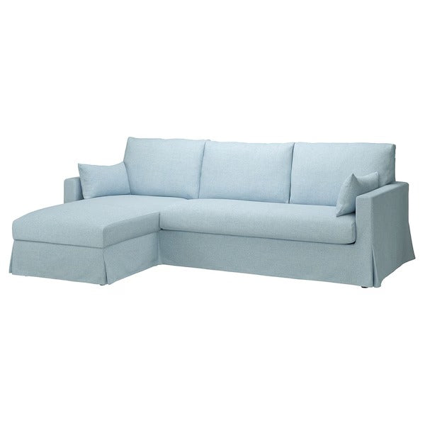 IKEA Hyltarp 3 seat sofa w chaise longue left kilanda pale blue