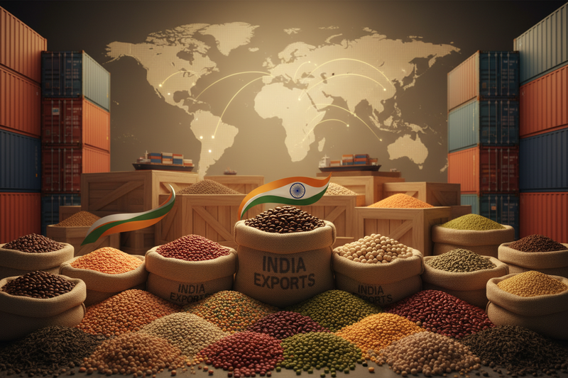 indians exporting coffee and pulsus and tea to global