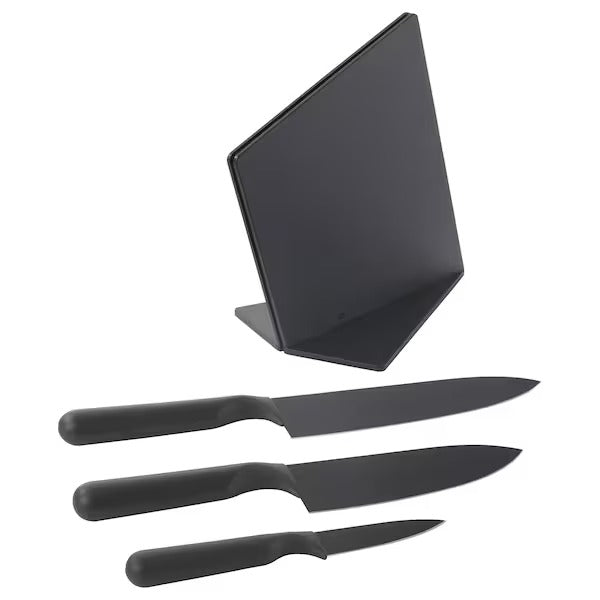 IKEA Jamfora knife block with 3 knives black