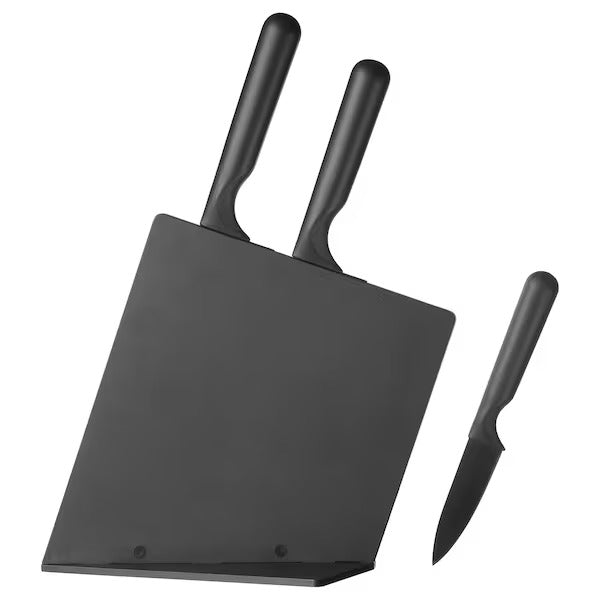 IKEA Jamfora knife block with 3 knives black