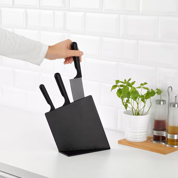 IKEA Jamfora knife block with 3 knives black