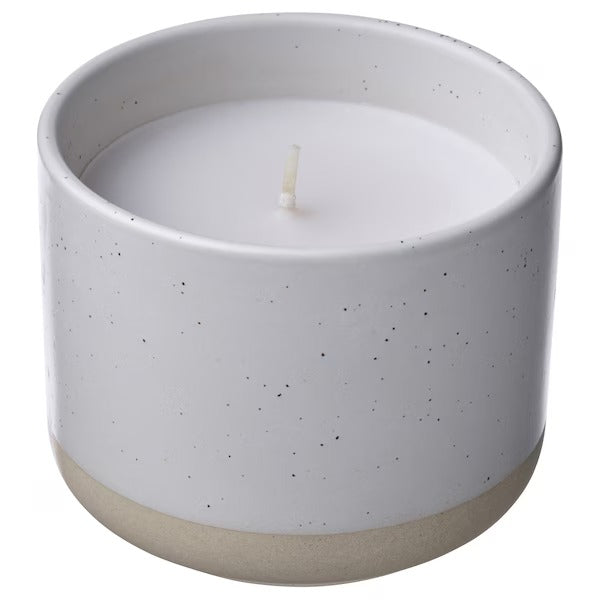 IKEA Jamlik scented candle in ceramic jar vanilla white