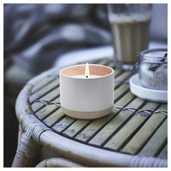 IKEA Jamlik scented candle in ceramic jar vanilla white