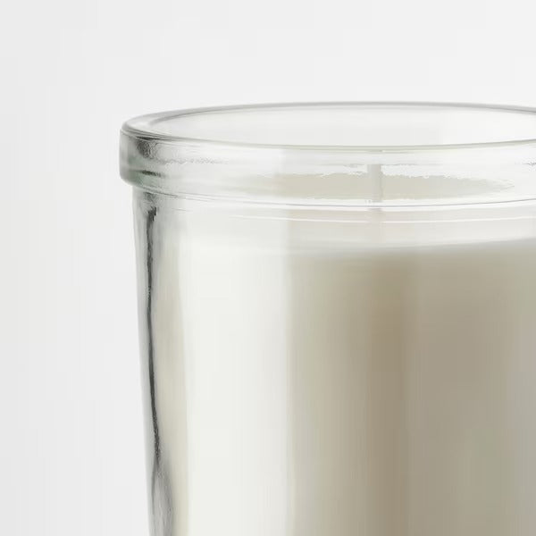 IKEA Jamlik scented candle in glass vanilla light beige