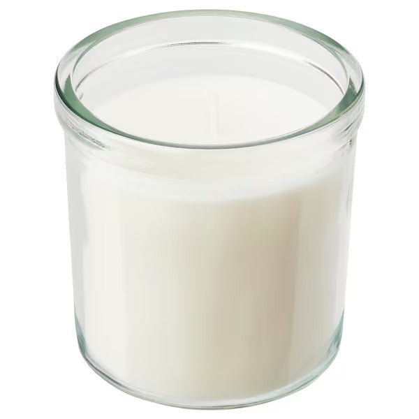 IKEA Jamlik scented candle in glass vanilla light beige