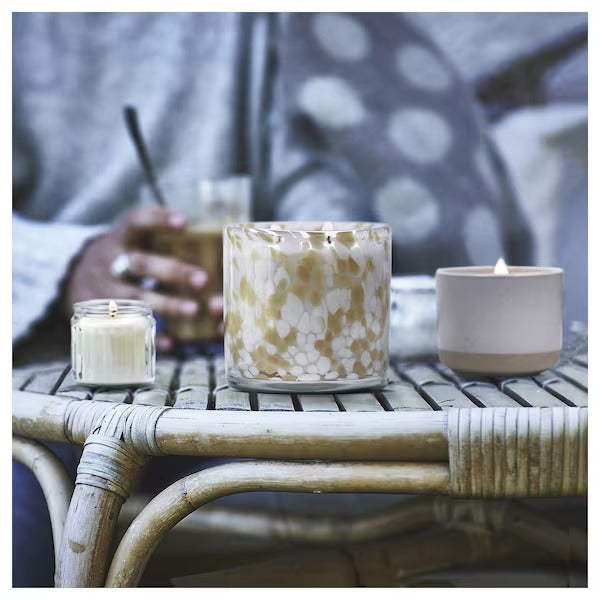 IKEA Jamlik scented candle in glass vanilla light beige