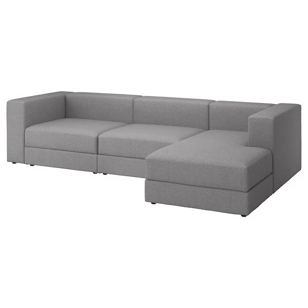 IKEA Jattebo 4 seat modular sofa with chaise longue right tonerud grey