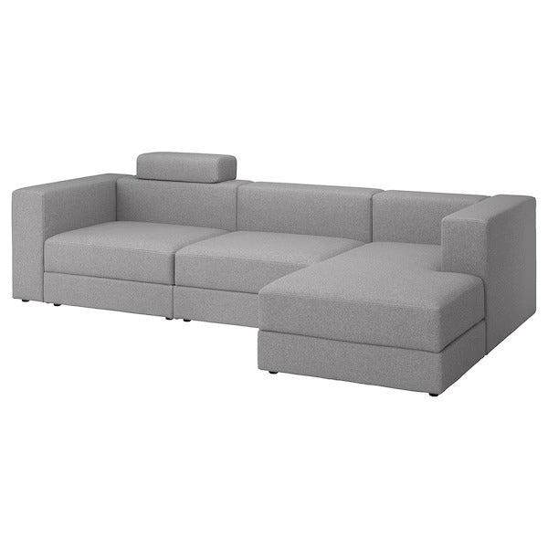 IKEA Jattebo 4 seat modular sofa with chaise longue right with headrest tonerud grey