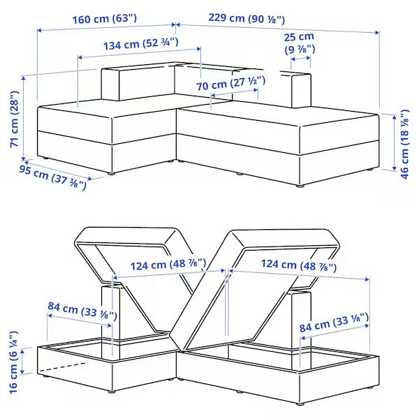 IKEA Jattebo chaise longue modules tonerud grey