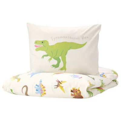 IKEA JATTELIK Bettbezug und Kissenbezug, Dinosaurier/weiß, 150x200/50x80 cm (59x79/20x31 ") | IKEA Bettwäsche | Eachdaykart